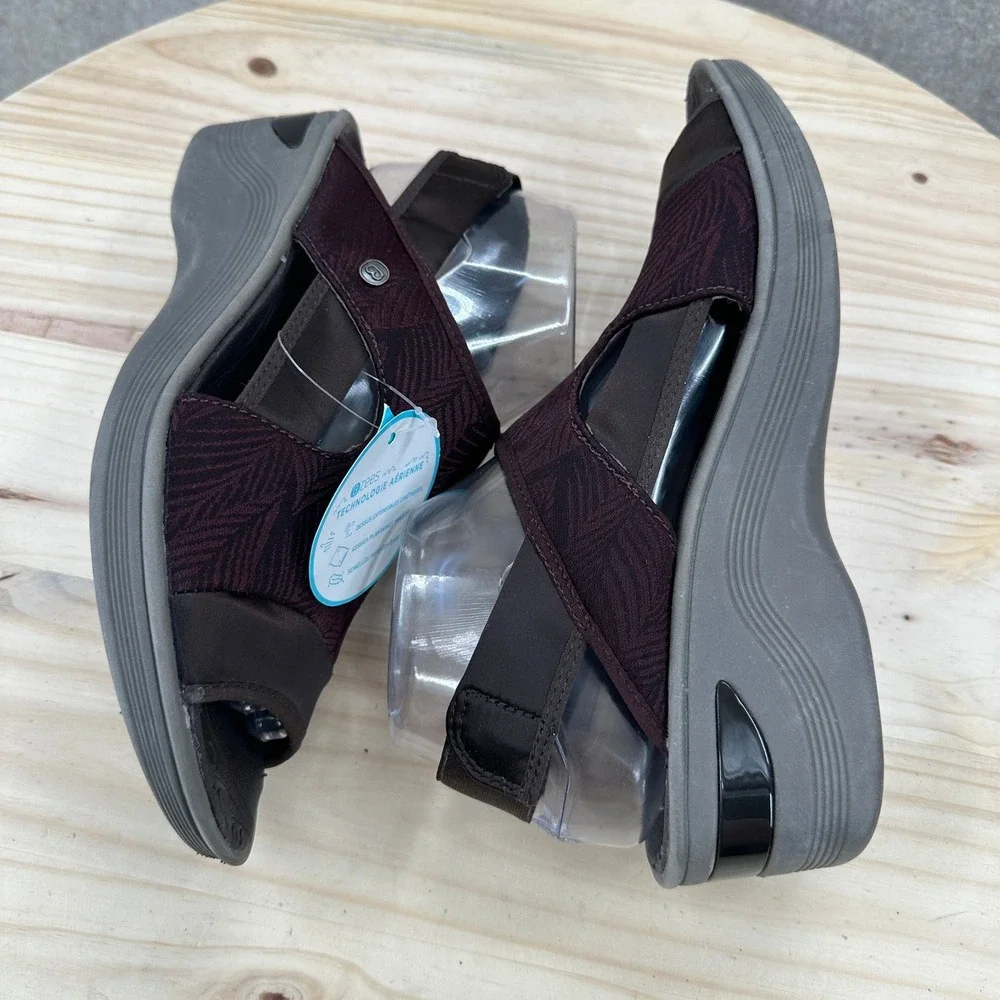 NEW Bzees Dashing Womens 9.5M Dark Plum Brown‎ Stretch Wedge Slingback Sandals